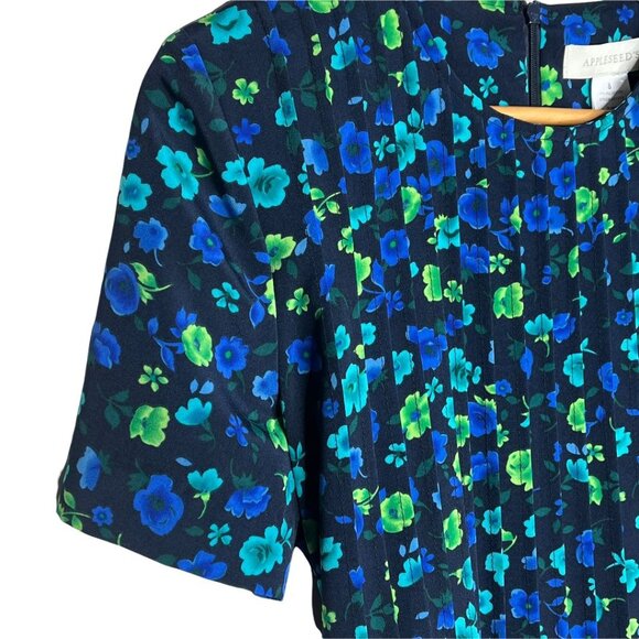 Appleseeds Blue Floral Midi Peasant Dress Sz 8 - Picture 8 of 9